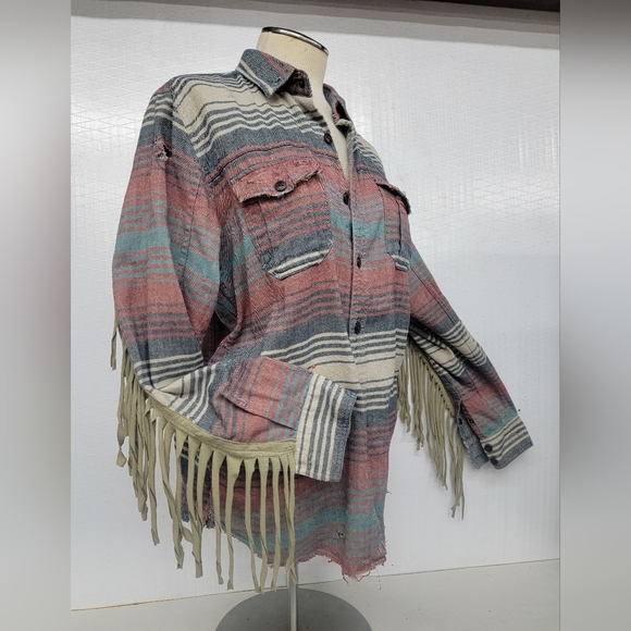 **SOLD****Southwest Woven Flannel Shirt Shacket With Route 66 "Haulin' A**" - Picture 7 of 13